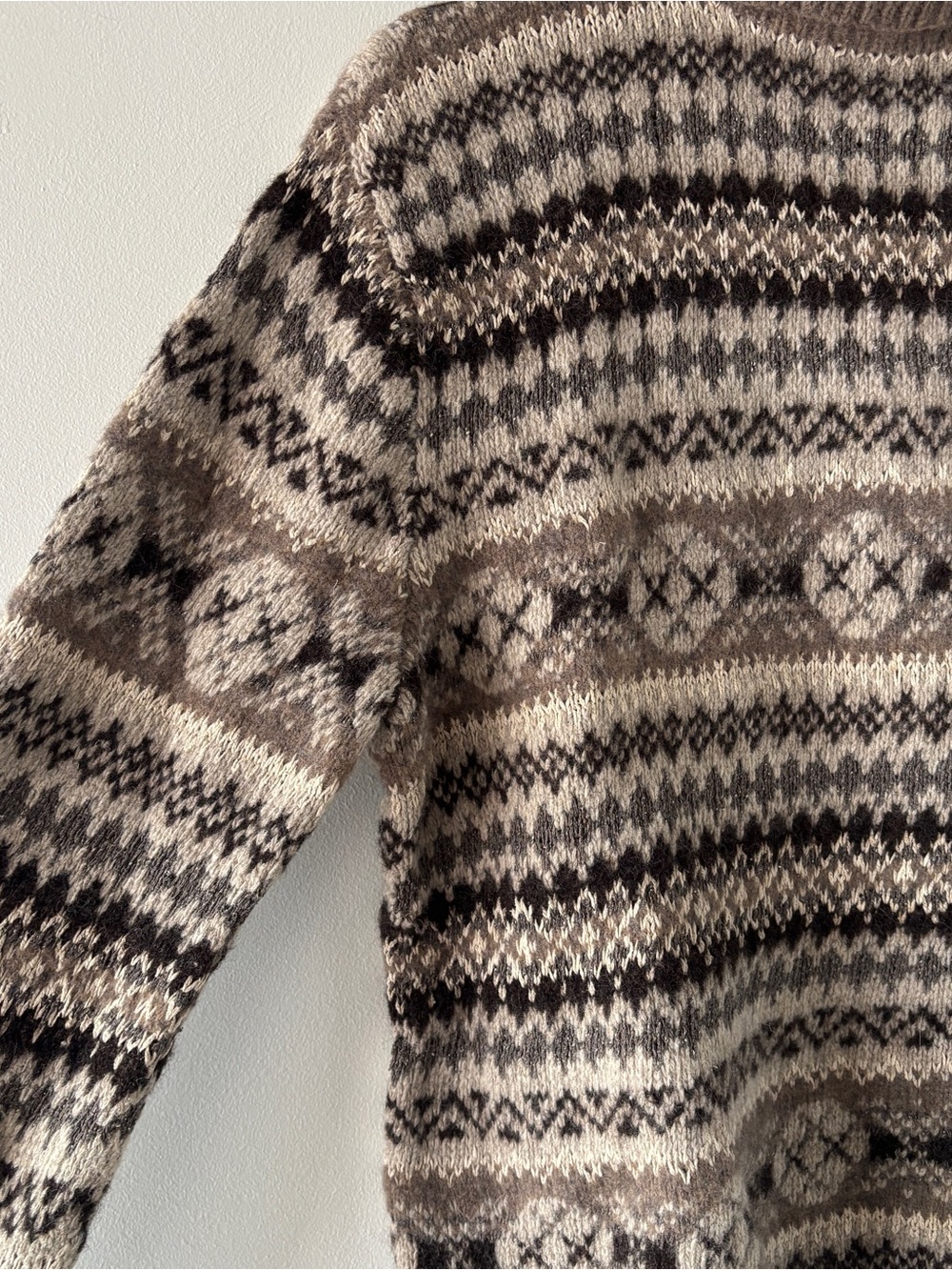 Vintage Polo Ralph Lauren Hand Knit Fair Isle Wool Silk Turtleneck Sweater - Picture 4 of 6